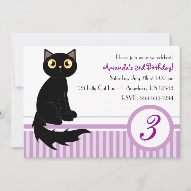 Invitación a la fiesta de cumpleaños de un gato ki (Anverso)