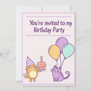 Invitación a la fiesta de cumpleaños de un gato pa