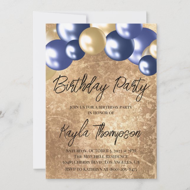 Invitación a la fiesta de cumpleaños de un globo r (Anverso)