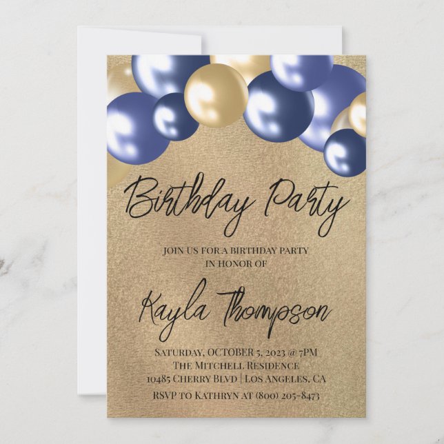 Invitación a la fiesta de cumpleaños de un globo r (Anverso)