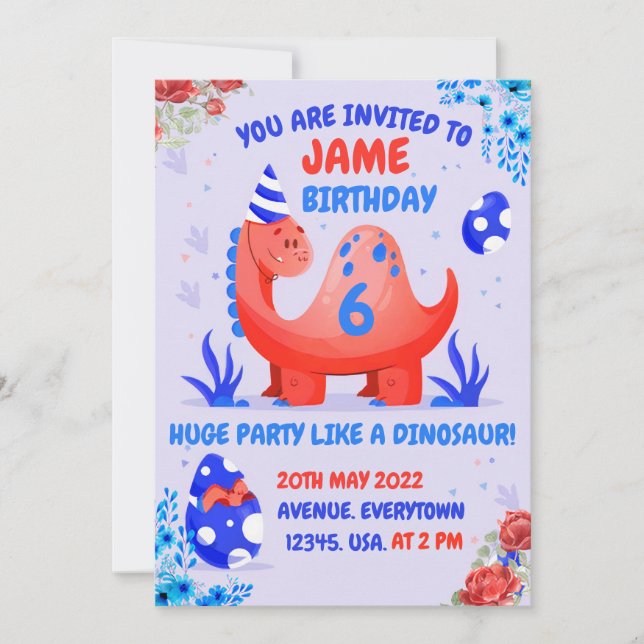 Invitación a la fiesta de cumpleaños de un niño (Anverso)