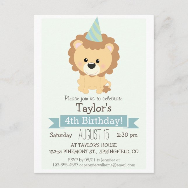 Invitación a la fiesta de cumpleaños de un niño le (Anverso)
