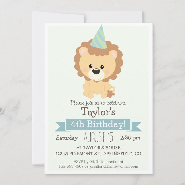Invitación a la fiesta de cumpleaños de un niño le (Anverso)