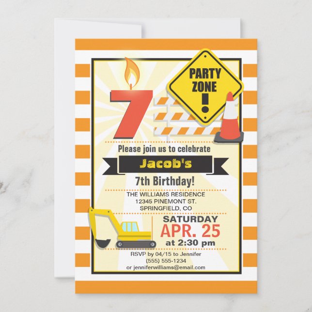 Invitación a la fiesta de cumpleaños de un niño so (Anverso)