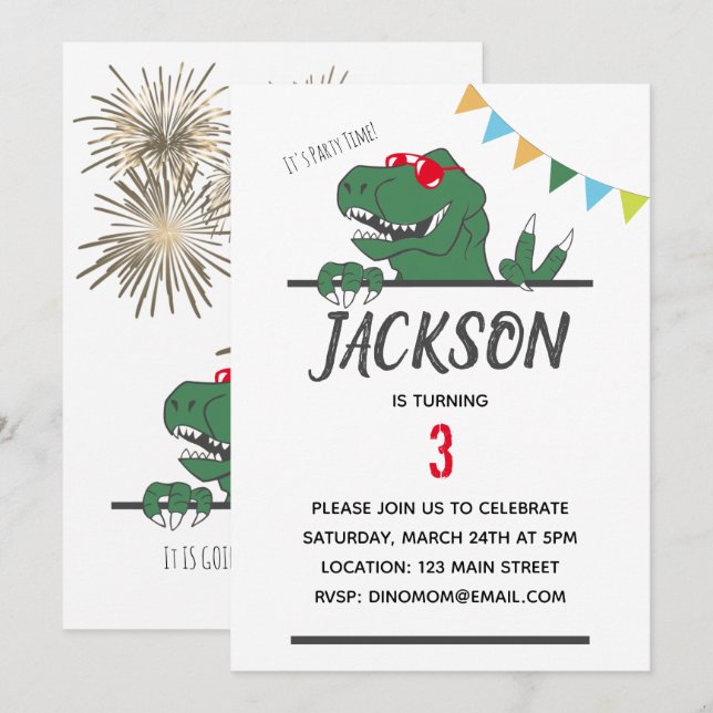Invitación a la fiesta de cumpleaños de un niño te (Anverso / Reverso)