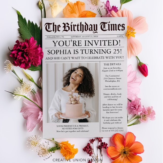 Invitación a la fiesta de cumpleaños de un periódi (Subido por el creador)