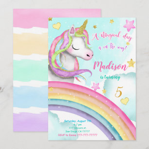 Invitación a la fiesta de cumpleaños de Unicorn