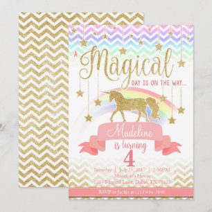 Invitación a la fiesta de cumpleaños de Unicornio