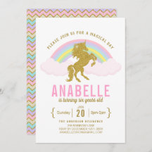Invitación a la fiesta de cumpleaños de Unicornio