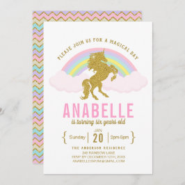 Invitación a la fiesta de cumpleaños de Unicornio 