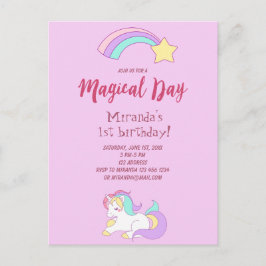 Invitación a la fiesta de cumpleaños de unicornio