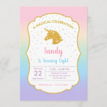 Invitación a la fiesta de cumpleaños de Unicornio