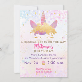 Invitación a la fiesta de cumpleaños de Unicornio 