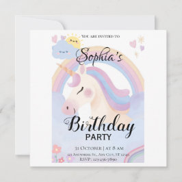 Invitación a la fiesta de cumpleaños de Unicornio 