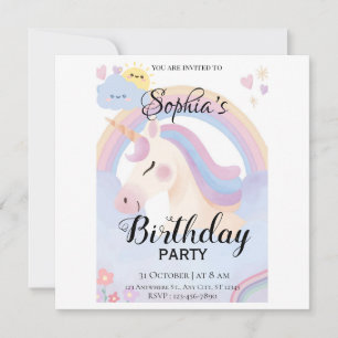 Invitación a la fiesta de cumpleaños de Unicornio