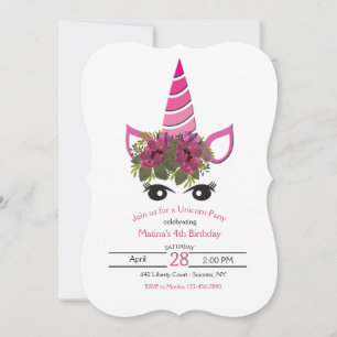 Invitación a la fiesta de cumpleaños de Unicornio