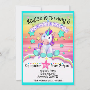 Invitación a la fiesta de cumpleaños de Unicornio