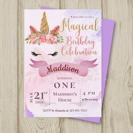 Invitación a la fiesta de cumpleaños de Unicornio 