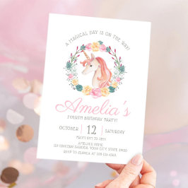 Invitación a la fiesta de cumpleaños de unicornio