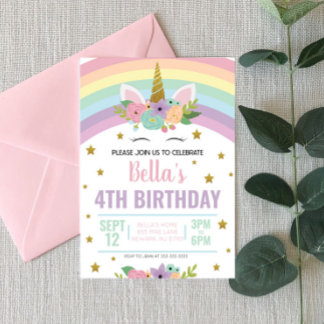 Invitación a la fiesta de cumpleaños de Unicornio 