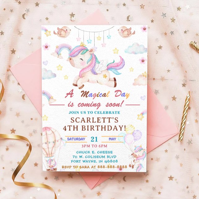 Invitación a la fiesta de cumpleaños de Unicornio, (Subido por el creador)