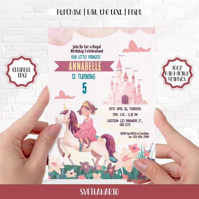 Invitación a la fiesta de cumpleaños de Unicornio (Subido por el creador)