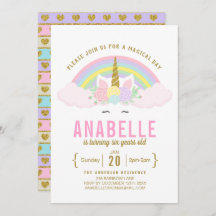 Invitación a la fiesta de cumpleaños de Unicornio