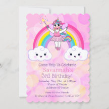 Invitación a la fiesta de cumpleaños de Unicornio 