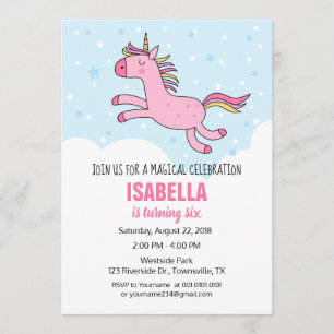 Invitación a la fiesta de cumpleaños de Unicornio