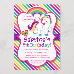 Invitación a la fiesta de cumpleaños de Unicornio