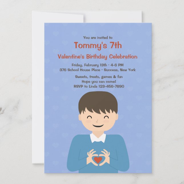 Invitación a la fiesta de cumpleaños de Valentine  (Anverso)