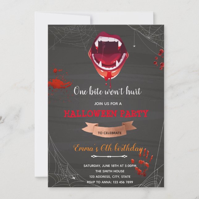 Invitación a la fiesta de cumpleaños de vampiros (Anverso)