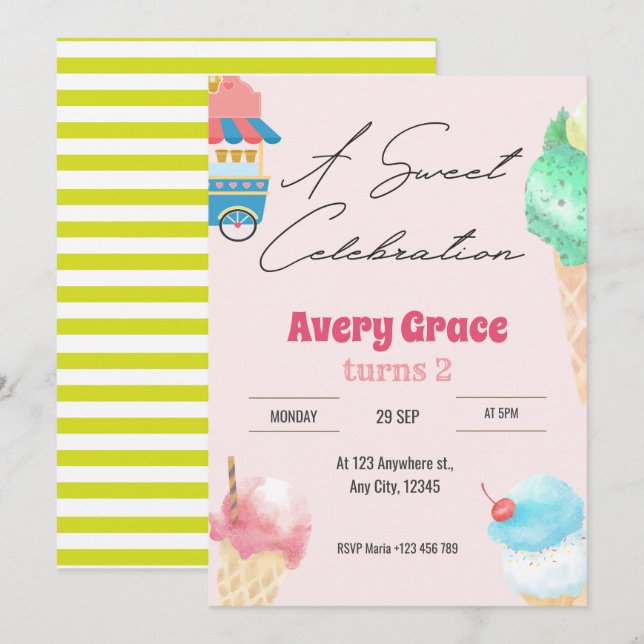 Invitación a la fiesta de cumpleaños de verano de  (Anverso / Reverso)