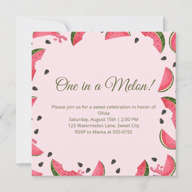 Invitación a la Fiesta de Cumpleaños de Verano de  (Anverso)