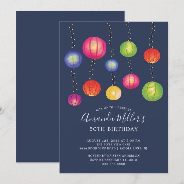 Invitación a la fiesta de cumpleaños de verano de  (Anverso / Reverso)
