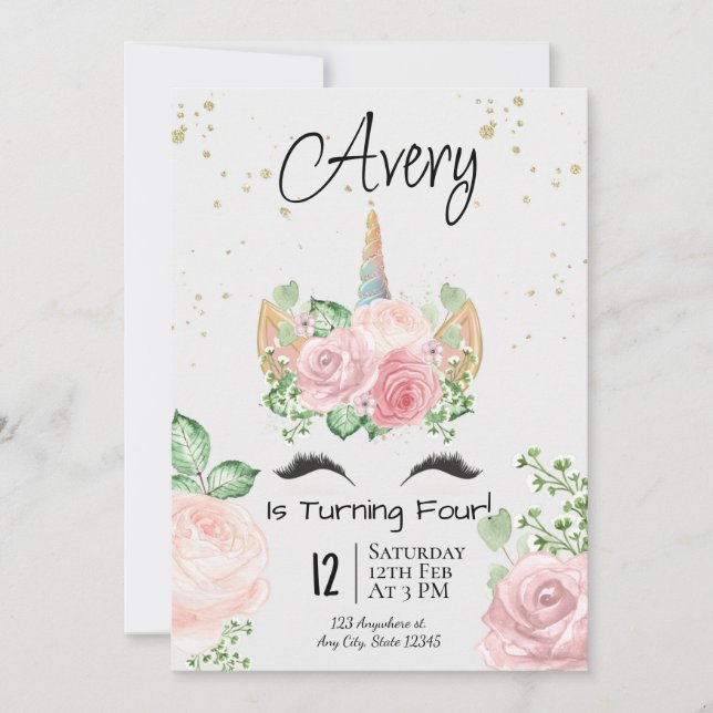 Invitación a la fiesta de cumpleaños de Watercolor (Anverso)
