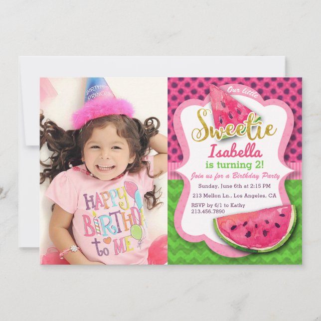 Invitación a la fiesta de cumpleaños de Watermelon (Anverso)