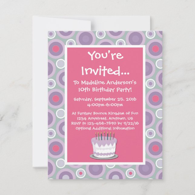 Invitación a la fiesta de cumpleaños de Whimsical  (Anverso)