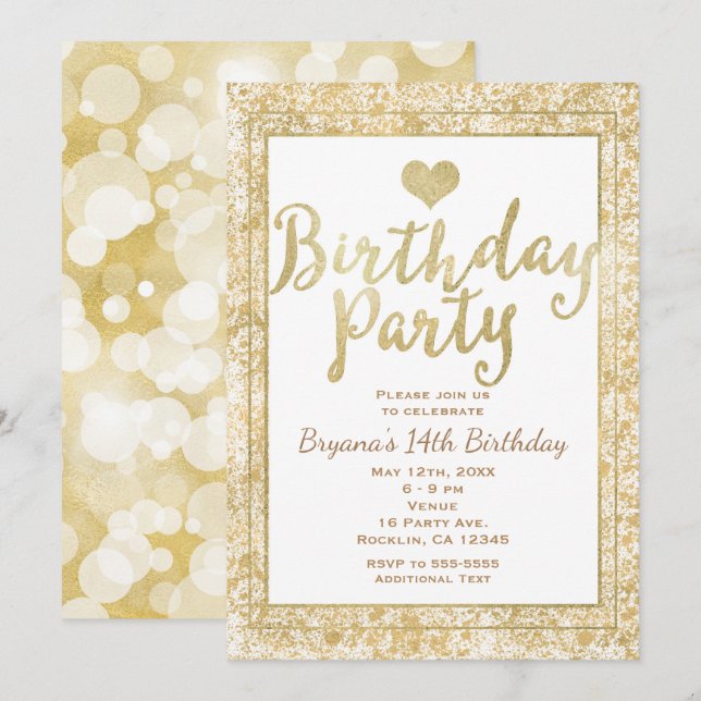 Invitación a la fiesta de cumpleaños de White & Go (Anverso / Reverso)