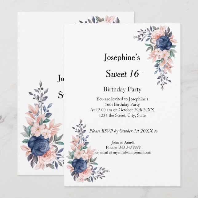 Invitación a la fiesta de cumpleaños de White Swee (Anverso / Reverso)