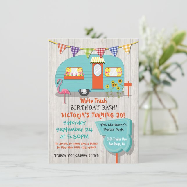 Invitación a la fiesta de cumpleaños de White Tras (Anverso de pie)