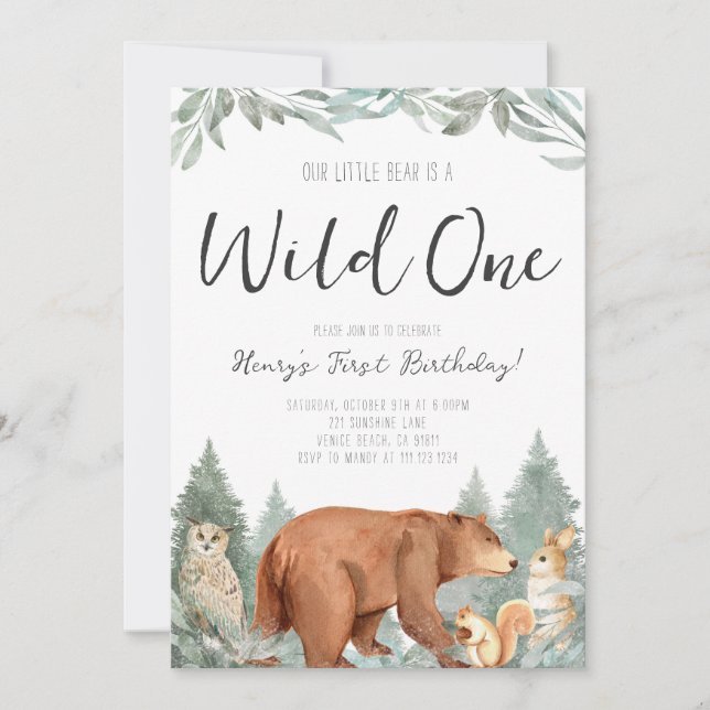 Invitación a la fiesta de cumpleaños de Wild One (Anverso)