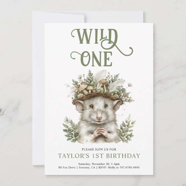 Invitación a la fiesta de cumpleaños de Wild One B (Anverso)