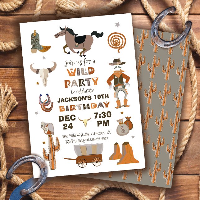 Invitación a la fiesta de cumpleaños de Wild West  (Subido por el creador)