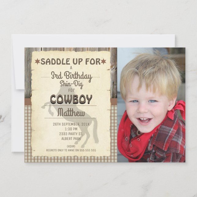 Invitación a la fiesta de cumpleaños de Wild West  (Anverso)