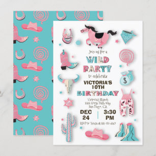Invitación a la fiesta de cumpleaños de Wild West