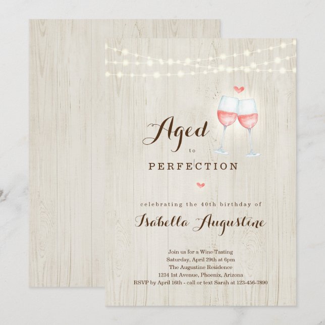 Invitación a la fiesta de cumpleaños de Wine Tasti (Anverso / Reverso)