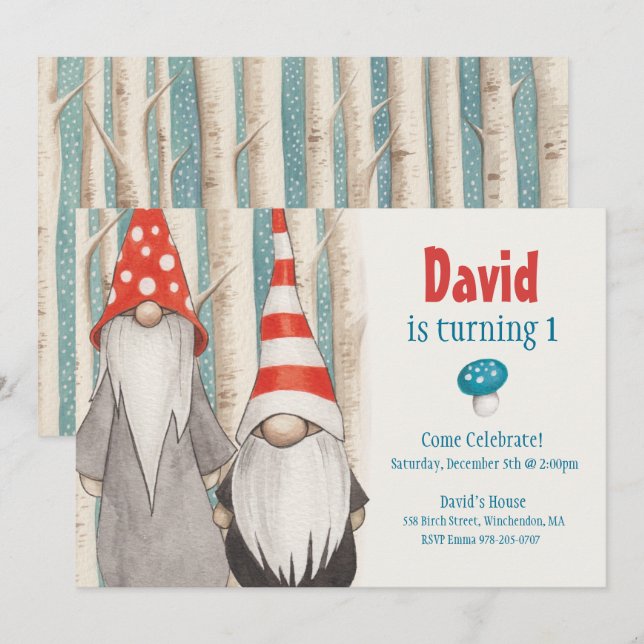 Invitación a la fiesta de cumpleaños de Winter Gno (Anverso / Reverso)