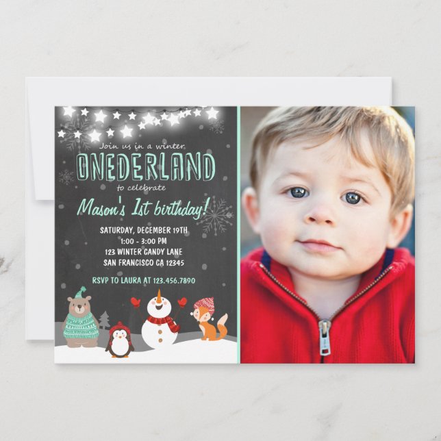 Invitación a la fiesta de cumpleaños de Winter ONE (Anverso)