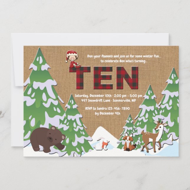 Invitación a la Fiesta de Cumpleaños de Winter Ten (Anverso)